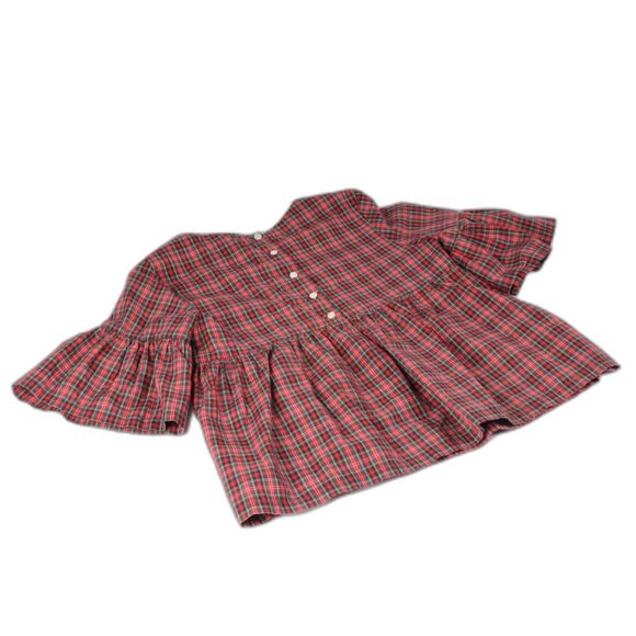 Girls POLO RALPH LAUREN Red Plaid Peplum Top Size 7 - Picture 2 of 3